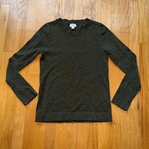 J Crew Teddie Sweater Womens XS Green Wool Cotton Blend Crewneck Pullover